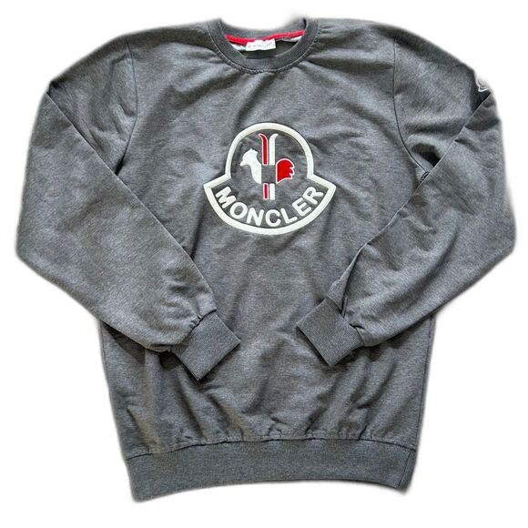 Moncler Gray Logo Graphic Sweatshirt, European XL (US M) - Picture 1 of 10